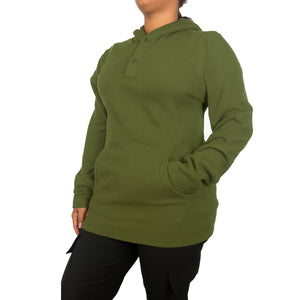 Womens Waffle Knit Thermal Pullover Hoodie (S-3XL) view 6