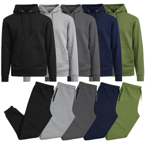 Men’s Soft Fleece Cotton Blend Pullover Hoodie & Sweatpants Jogging Set view 4