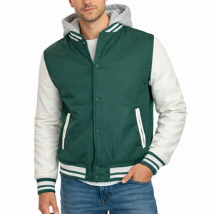 Men's Hooded Varsity Jacket w/ Detachable Hood view 4