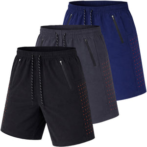 Men's 3-Pack Performance Training Shorts With Zipper Pockets (Sizes, S to 2XL) view 2