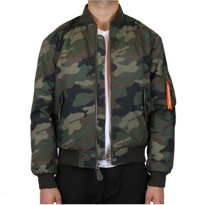 Men's Heavyweight MA-1 Bomber Flight Jacket - Classic Orange Lining, Water-Resistant, Ribbed Collar & Cuffs view 6