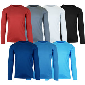 3-Pack Men's Long Sleeve Moisture-Wicking Crew Neck Tees – Quick Dry, Odor Resistant, Wrinkle-Free Active Shirts view 1