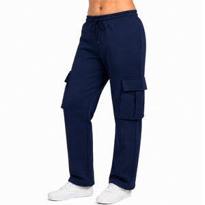 Women's Loose Fit Open Bottom Fleece Jogger Sweatpants with Velcro Cargo Pockets (S-5XL) view 5