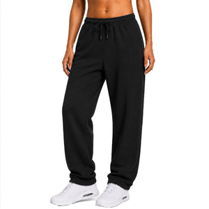 Women’s Fleece Lined Sweatpants Open Leg with Pockets – Athletic & Lounge Wear (S–3XL) view 2